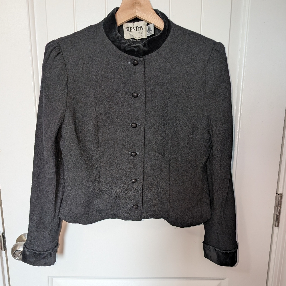 Vintage Renlyn Wool/Velvet Victorian Style Jacket Black